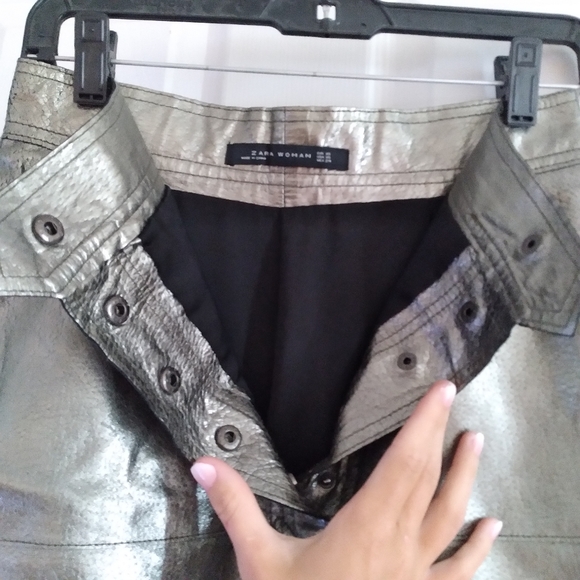 ZARA Genuine Leather High Waisted Skirt - Picture 15 of 16